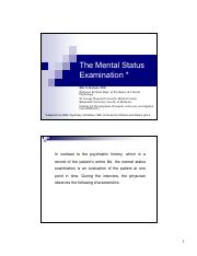 Mental Status Exams - Dr E. Karam