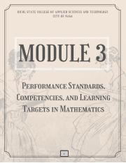 Module 3. Performance Standards, Competencies, and Learning Targets in Mathematics.pdf