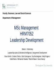HRM7052 LD Week 4 Workshop-Leadership styles and Emotional Intelligence (2).pptx