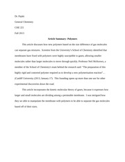 Article Summary- Polymers