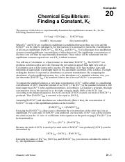Determination of an Equilibrium Constant Lab 20101
