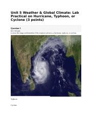 Unit 5 Weather & Global Climate- Lab Practical on Hurricane, Typhoon, or Cyclone (3 points) .docx