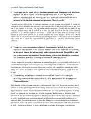 Lesson 06 Ethics and Integrity Study Guide