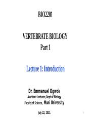 Lecture 1 Vertebrate Biology 1 - Introduction.pptx