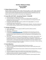 Johnson, C - ACCT2103 Financial Accounting Syllabus - Online E8 - Spring 2017