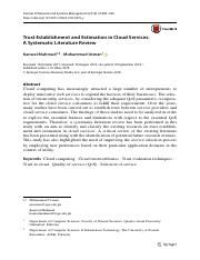 Trust Establishment and Estimation in Cloud Services.pdf