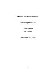 Metrics and Measurements key assignment #3