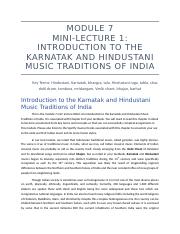 Module 7 Mini Lecture, An Introduction to the Karnatak and Hindustani Music Traditions of India.docx