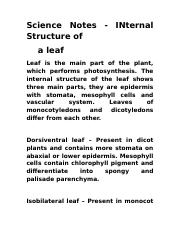 Science- Internal structure of a leaf and transpiration (exams).rtf