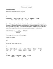Dimensional Analysis Worksheet Solutions