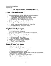 Term Paper Suggestions