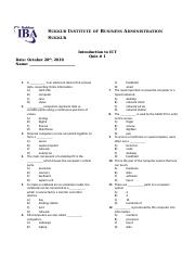 Quiz I (ch 1 & 2) (ICT)
