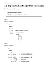 3.5 Exponential and Logarithmic Equations