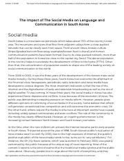 The Impact of the Social Media on Language and Communication in South Korea_ [Essay Example], 1087 w