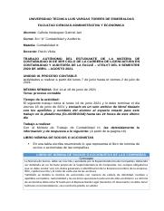 TRABAJO AUTÓNOMO DEL ESTUDIANTE DE LA MATERIA DE CONTABILIDAD III DE 3ER CICLO DE LA CARRERA DE LICE