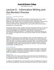 ENGL101 Lecture 6 - Informative Writing and the Revision Process.docx
