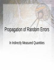 6 - Propagation of Random Errors