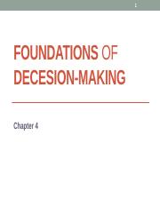 Chapter 4 Foundations of DECESION-MAKING