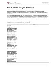 research article analysis worksheet