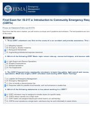 IS-317.a - Introduction to Community Emergency Response Team (CERTs) | FEMA Emergency Management Ins