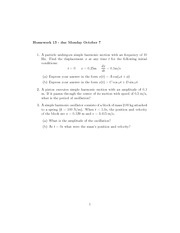 Harmonic Motion Homework For PHYS 2P20 