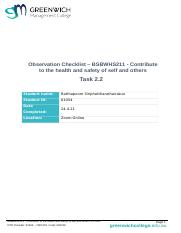 BSBWHS211 - Observation Checklist Task 2.2 - Student Name.docx