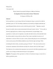 William Neto - Lab Report on Ballistic Pendulum.pdf