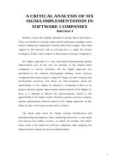 A CRITICAL ANALYSIS OF SIX SIGMA IMPLEMENTATION IN SOFTWARE COMPANIES.docx