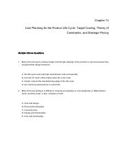 Cost Management Strategic Emphasis - Blocher - Test Bank - Chapter 13