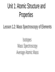 Lesson 1.2 Mass Spectroscopy of Elements slideshow (1).pptx