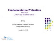 Lecture 12 - Bond Valuation I After Class