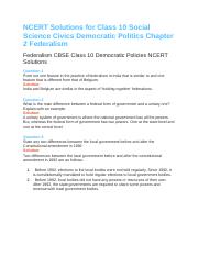 NCERT Solutions for Class 10 Social Science Civics Democratic Politics Chapter 2 Federalism.docx