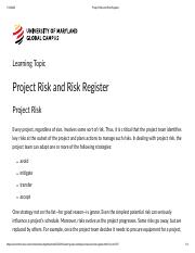 UMGC MBA 670-Project Risk and Risk Register.pdf
