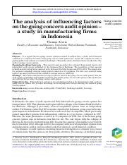 influencing factors on the going concern audit opinion.pdf