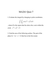 MA261 Quiz 7