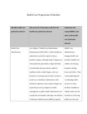 Health Care Progrssion Worksheet HCS325.docx