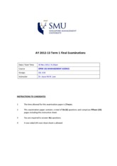 OPIM 101 Final Exam (Aug 2012)
