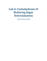 Lab 5 - Carbohydrates & Reducing Sugar Determination