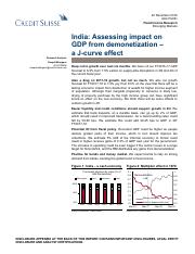 Deepali Bhargava, India Assessing Impact on GDP From Demonetization-A  J-curve Effect, CREDIT SUISSE