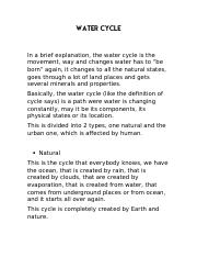water cycle essay