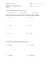 Composite and Inverse Functions Review