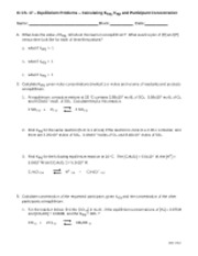 Worksheet~ Keq Concentration and Ksp Practice Problems 2011-2012