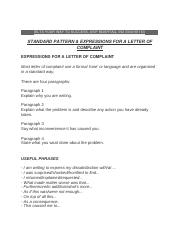 Expressions for letter of compliant.docx