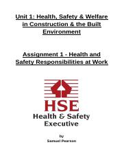 Assignment 1 - Health and Safety Responsibilities at Work.docx