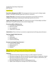 Supply Chain Final Exam Study Guide