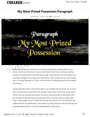 prized possession essay