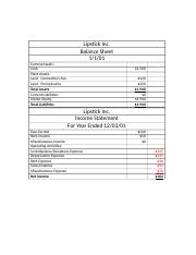 Acct 206 Monopoly Games Balance Sheet- Income Statement