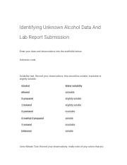 222 Labflow - report: Identifying Unknown Alcohol Data and Lab Report Submission.pdf