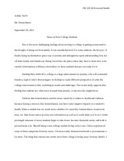 Stress in New College Students Essay - Personal Health.docx
