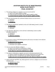 AMT 1110 Basic Electricity Final Exam Key.doc